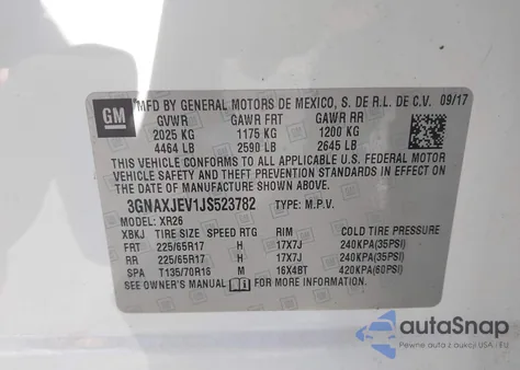 2018 Chevrolet Equinox Lt from USA, damaged, VIN 3GNAXJEV1JS523782